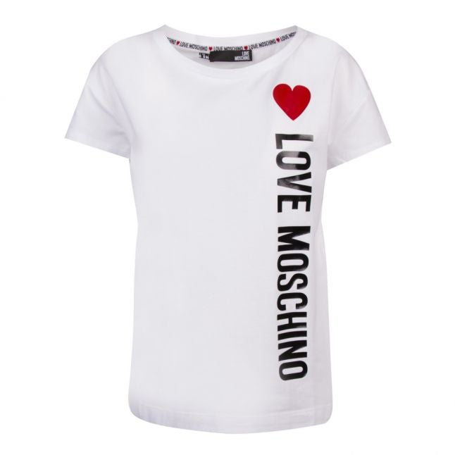 Womens Optical White Vertical Logo S/s T Shirt