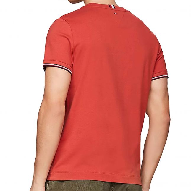 Mens Terra Red Tommy Logo Tipped S/s T Shirt