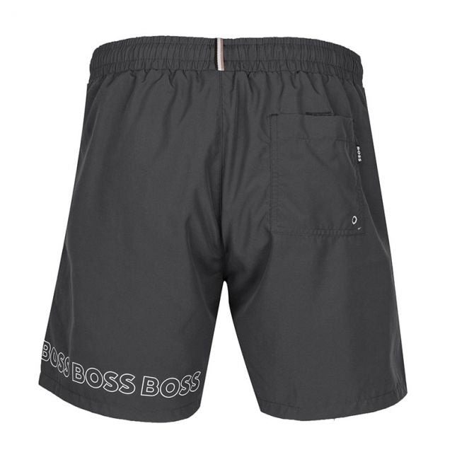 Mens Black Dolphin Repeat Logo Swim Shorts