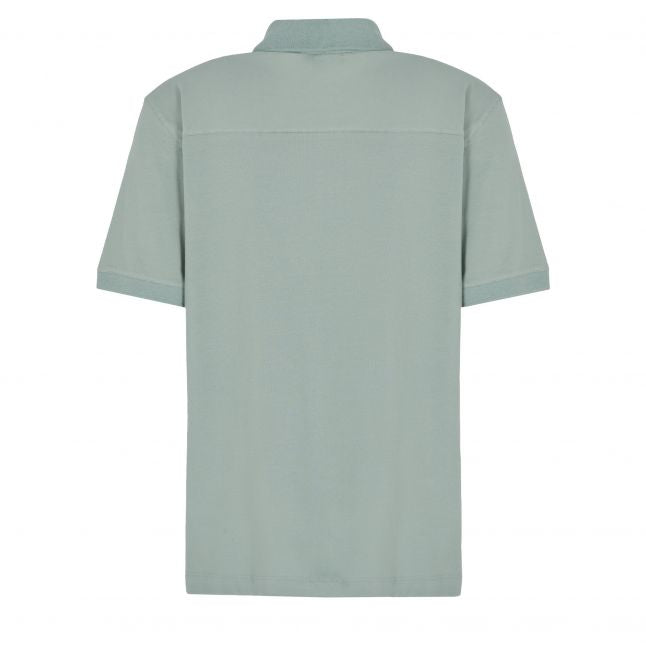 Mens Balsam Green Zip Neck S/s Polo Shirt