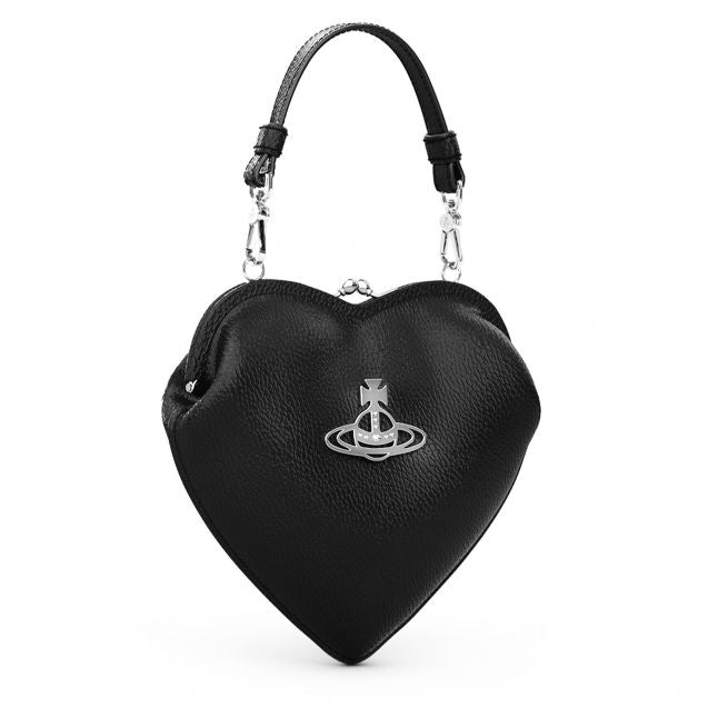 Womens Black Belle Heart Frame Purse Bag