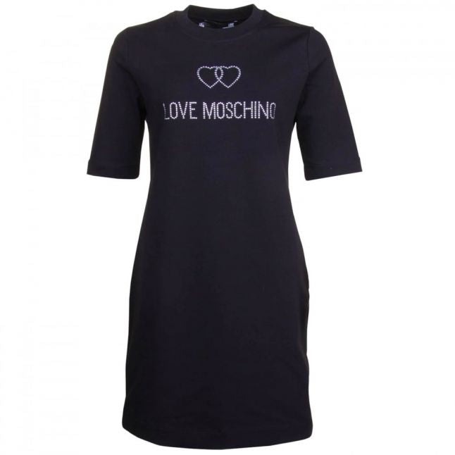 Womens Black Jewel Logo Dress