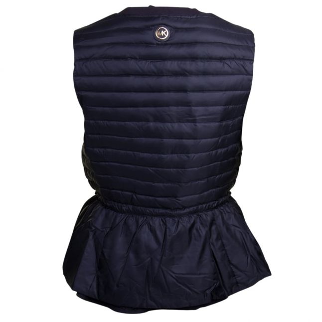 Womens Black Ruffle Rib Puffer Gilet