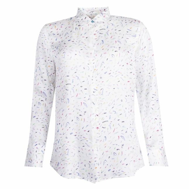 Womens White Crayon Scribble L/s Shirt