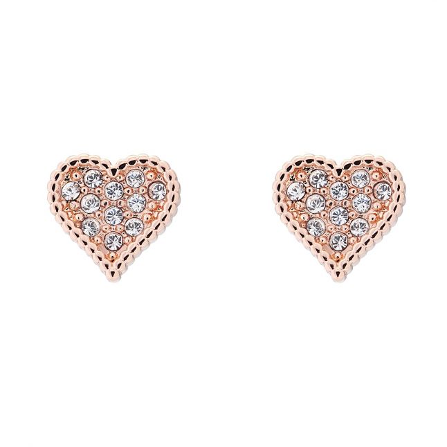 Ted Baker Womens Rose Gold/Crystal Hanila Heart Studs