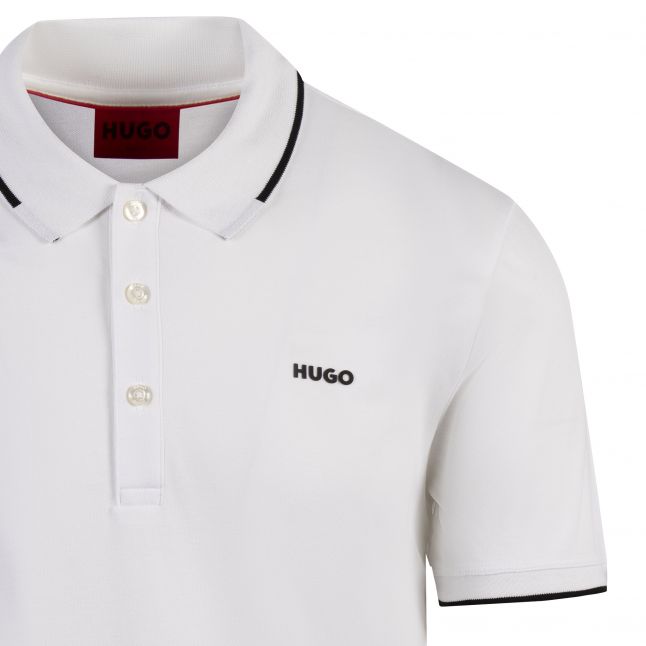 Mens White Dinoso222 Tipped S/s Polo