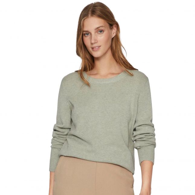 Womens	Oil Green Melange Viril Crew Neck Knit