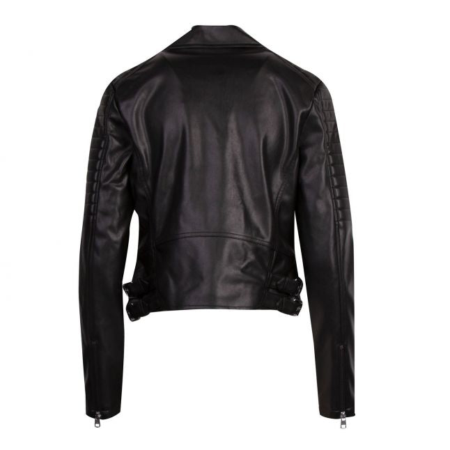 Womens Black Faux Leather Biker Jacket