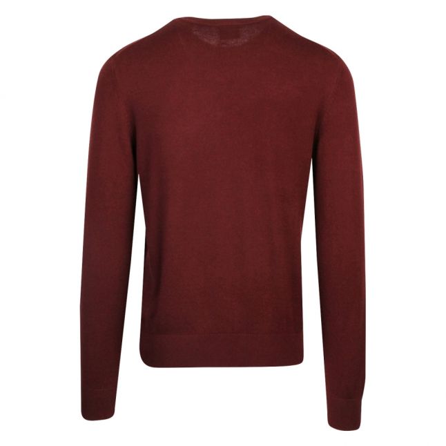 Mens Burgundy Zebra Crew Neck Knitted Jumper