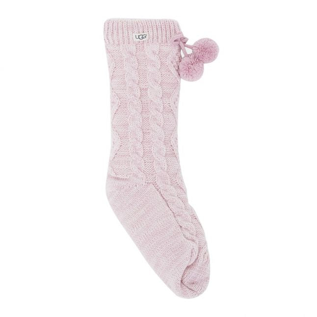 Womens Seashell Pink Pom Pom Fleece Lined Socks