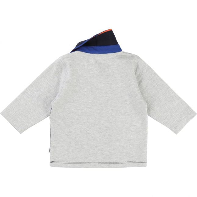 Baby Grey Colourblock L/s Polo Shirt