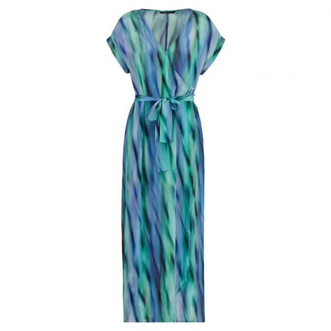 Womens Blue Ocean Waves Midi Dress