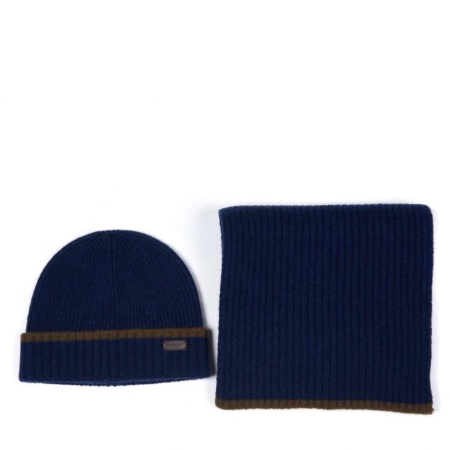 Mens Navy Cromer Beanie & Scarf Gift Set