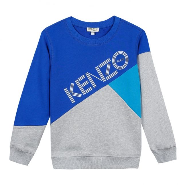 Junior Grey/Blue Logo Sport Sweat Top