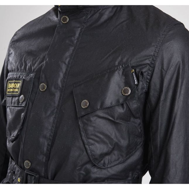 Mens Black Slim International Waxed Jacket