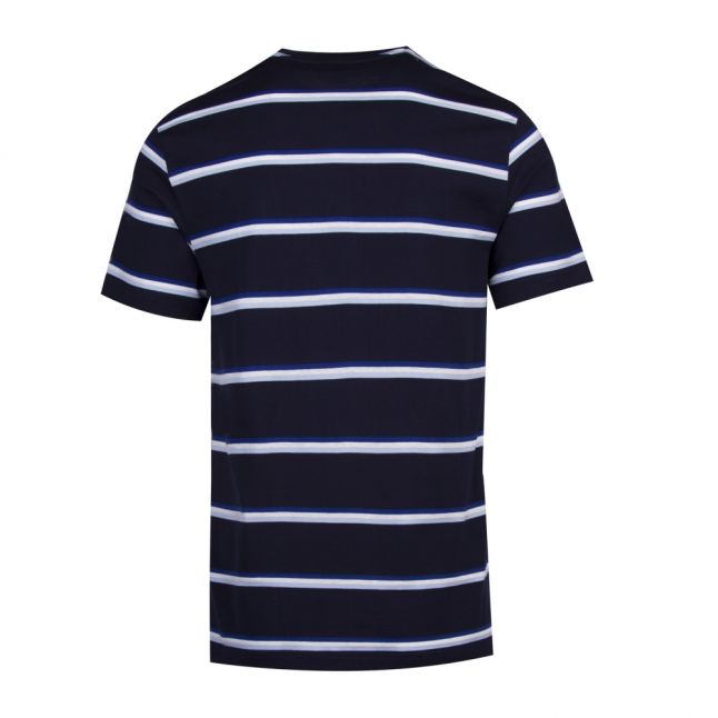 Mens Navy/Blue Multi Stripe Regular Fit S/s T Shirt