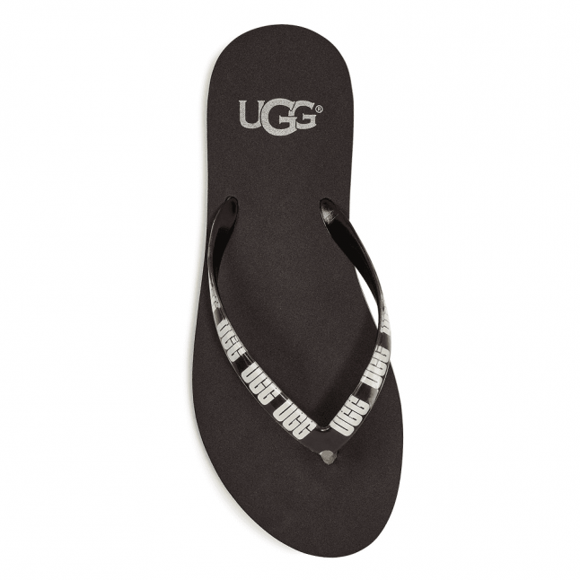 Womens Black Simi Graphic Flip Flops