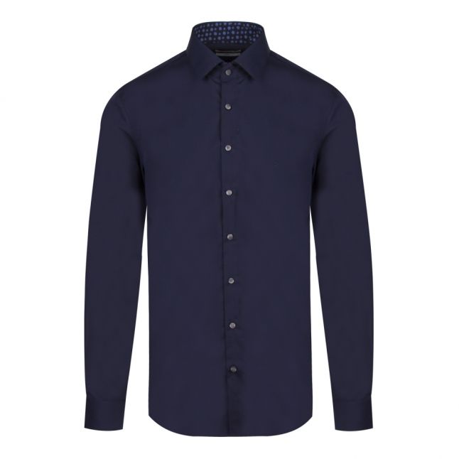 Mens Mightnight Blue Contrast Slim Fit L/s Shirt