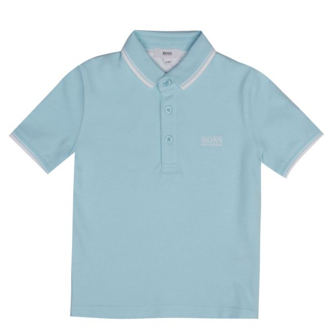 Boys Turquoise Tipped Branded S/s Polo Shirt