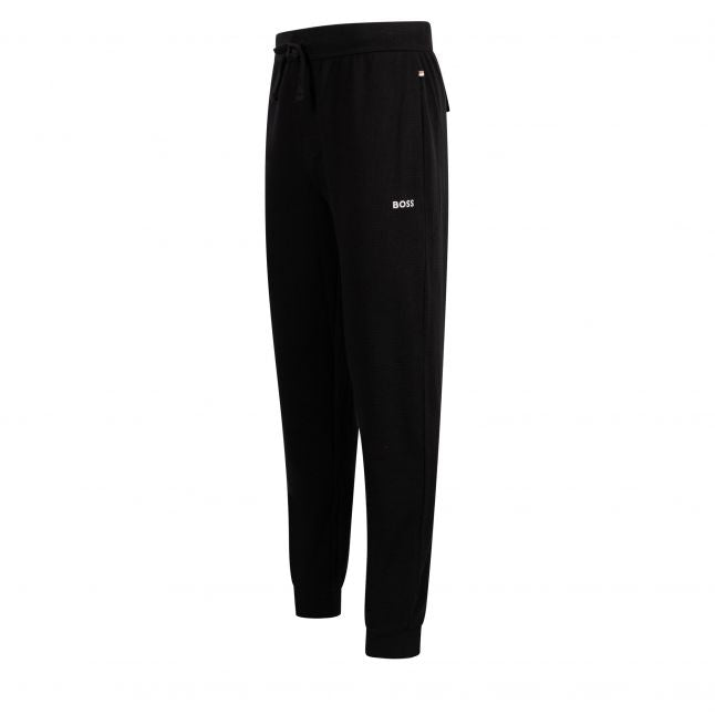 Mens Black Waffle Lounge Cuff Pants