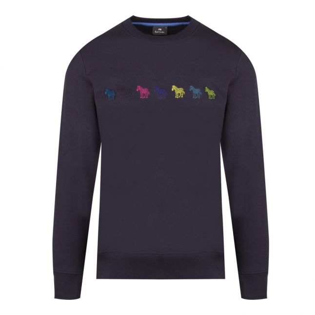 Mens Navy Embroidered Zebras Regular Fit Sweat Top