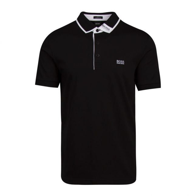 Athleisure Mens Black Paule 1 Collar Slim Fit S/s Polo Shirt