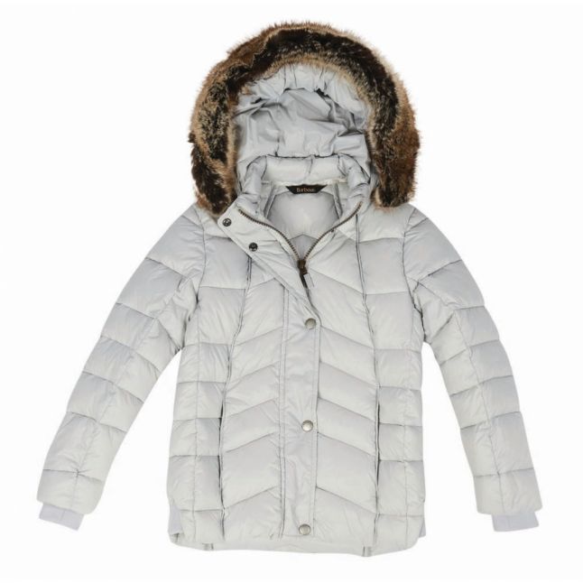 Girls Grey Bernera Quilted Hooded Coat