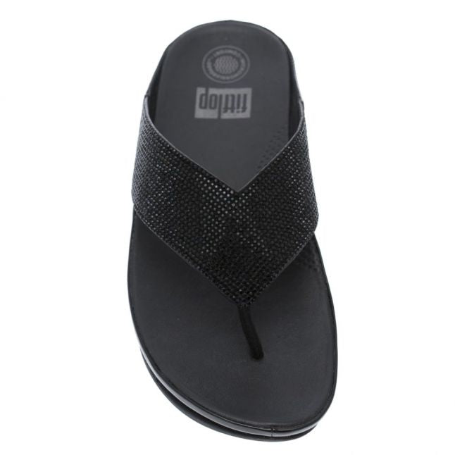 FitFlop Womens Black Crystall Toe-Thong Sandals