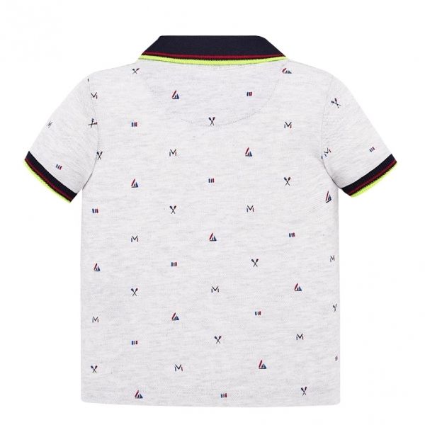 Infant Grey Printed Pique S/s Polo Shirt