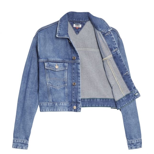 Womens Mid Blue Cropped Denim Jacket