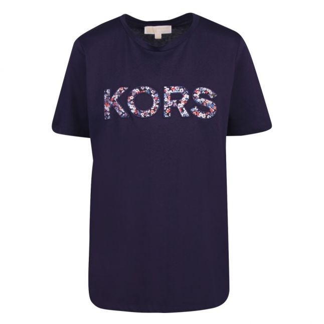 Womens True Navy Kors Floral Logo S/s T Shirt