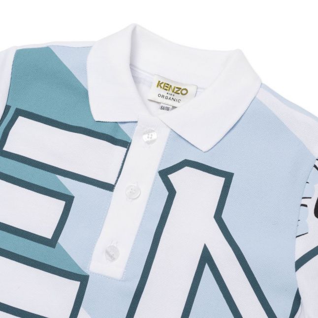 Boys White Graphic S/s Polo Shirt