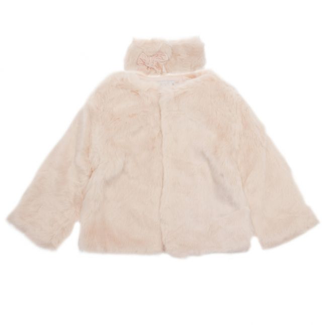 Girls Nude Pink Faux Fur Coat