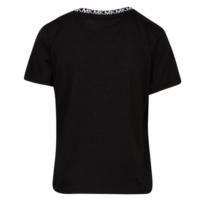 Womens Black Logo Neckline S/s T Shirt