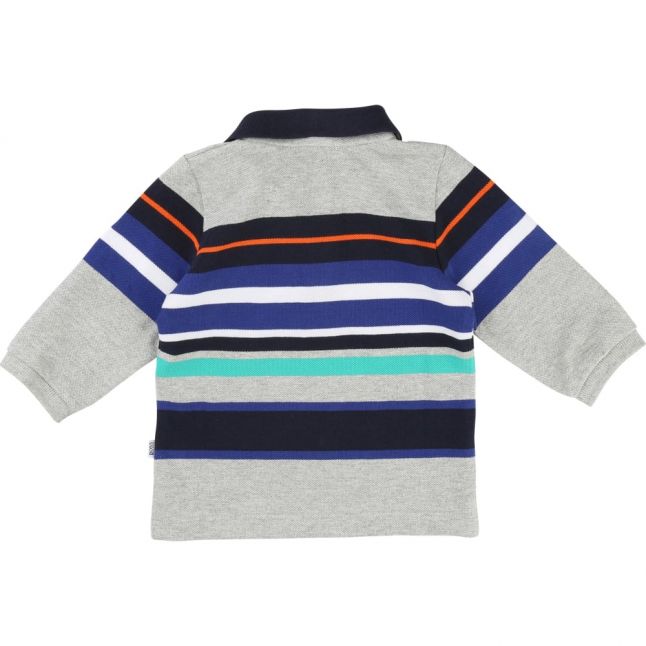 Baby Blue & Grey Striped L/s Polo Shirt