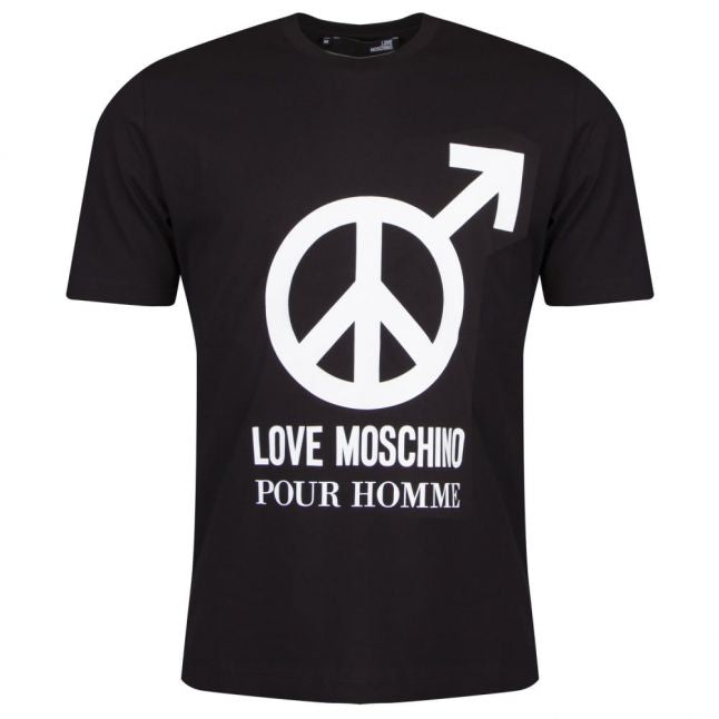 Mens Black Peace Logo Regular S/s T Shirt