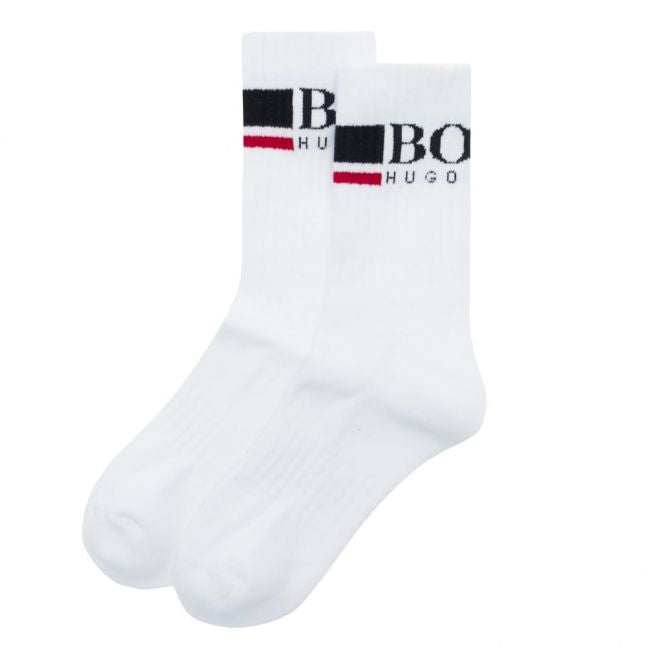 Mens White QS Rib Logo Sports Socks