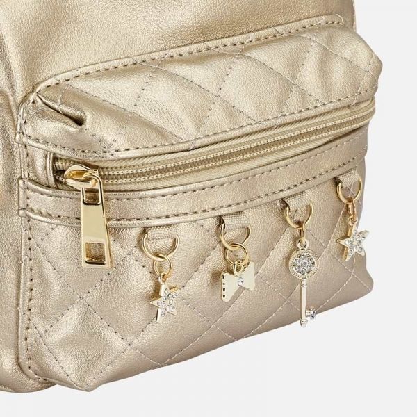 Girls Gold Quilted Charms Small Backpack