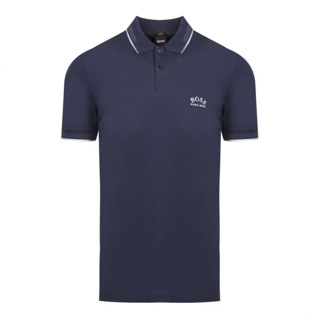 Athleisure Mens Navy/Silver Paul Curved Logo Slim Fit S/s Polo Shirt