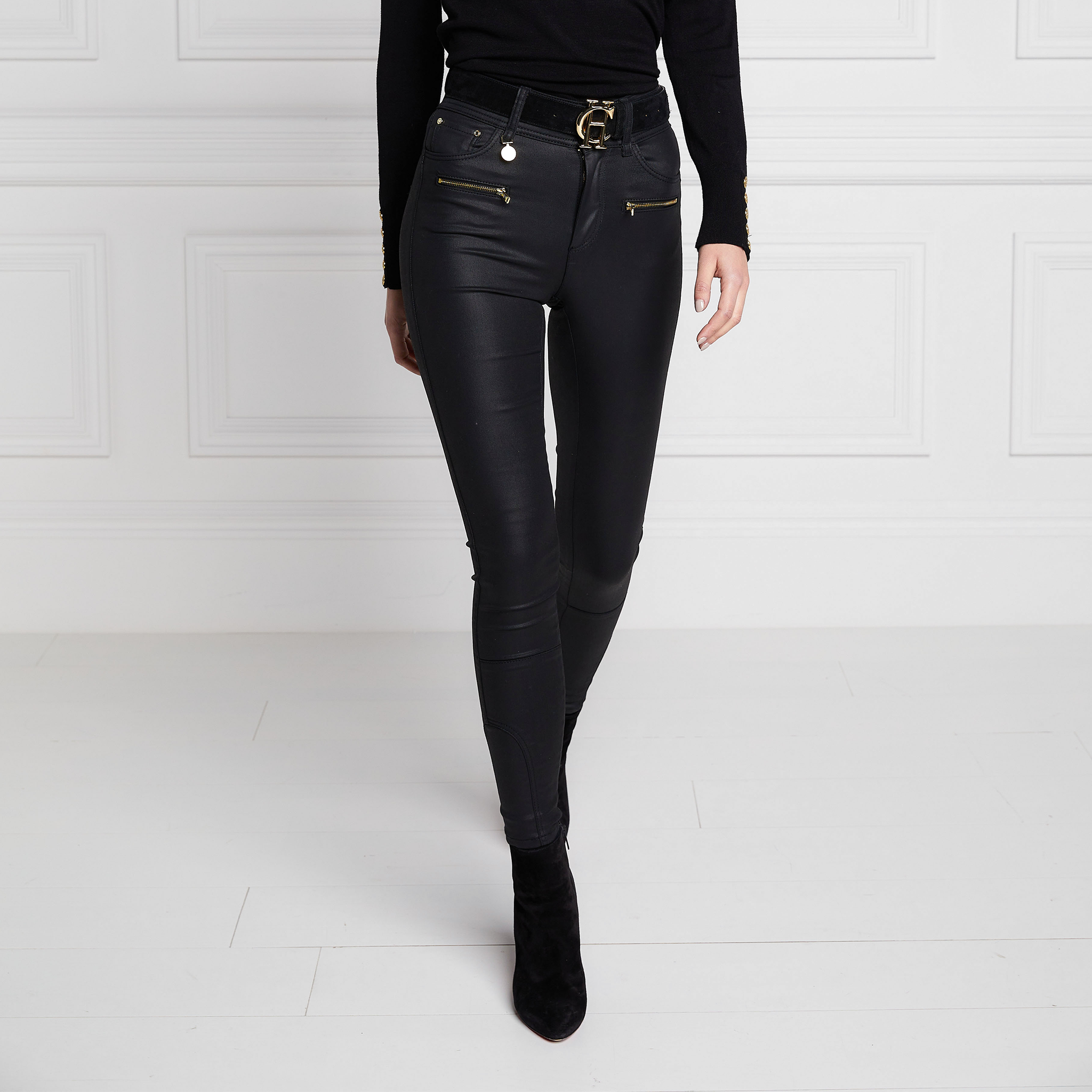 Womens	Holland Cooper Black Coated Jodhpur Jeans