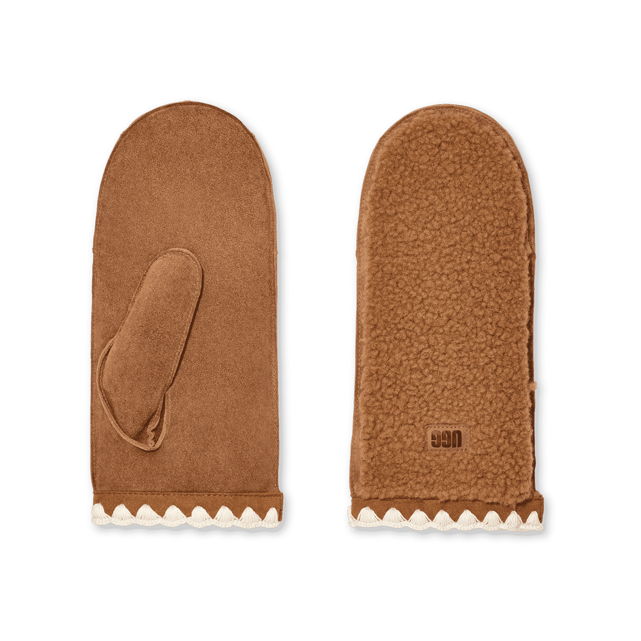 Womens UGG Chestnut UGGFluff Scalloped Mittens