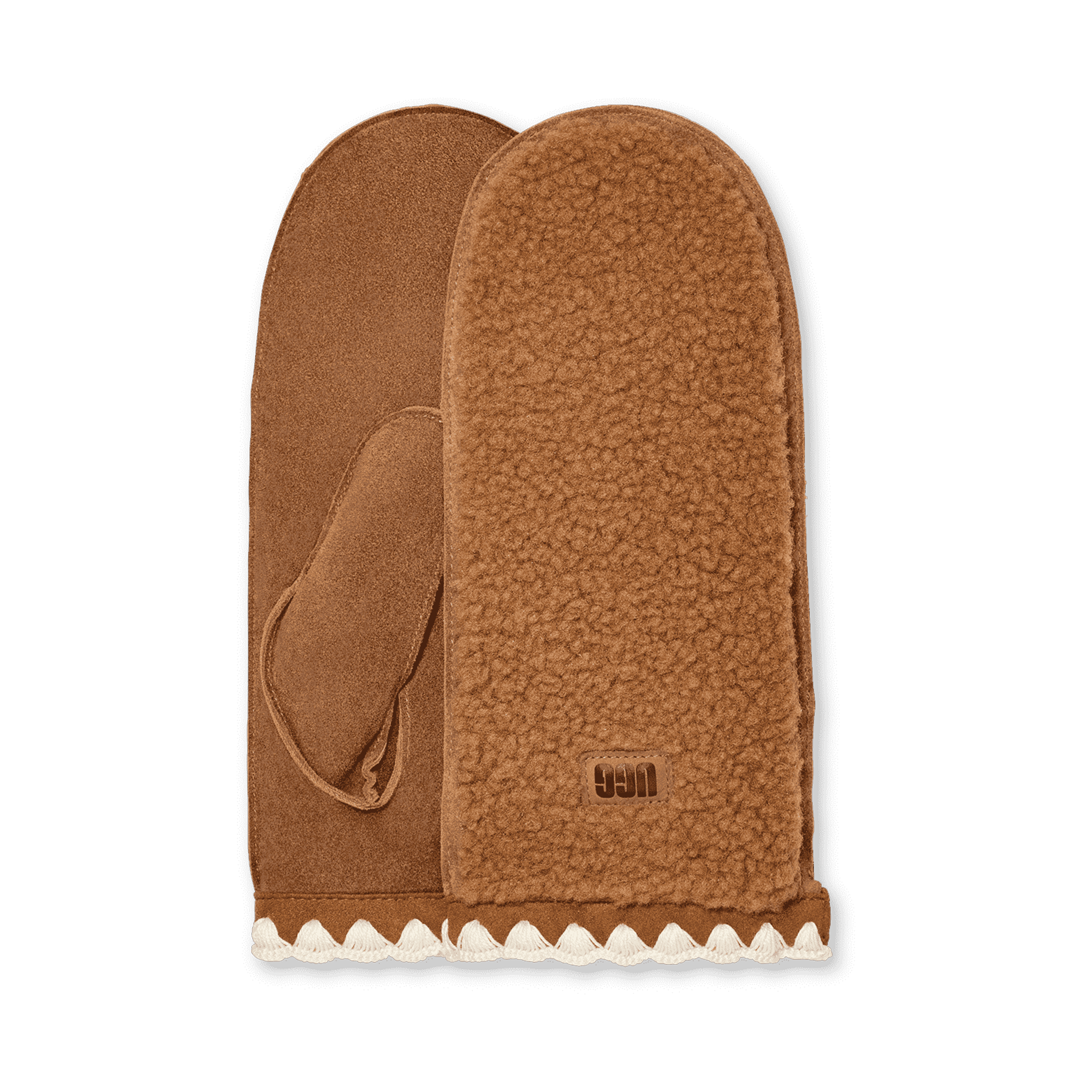 Womens UGG Chestnut UGGFluff Scalloped Mittens