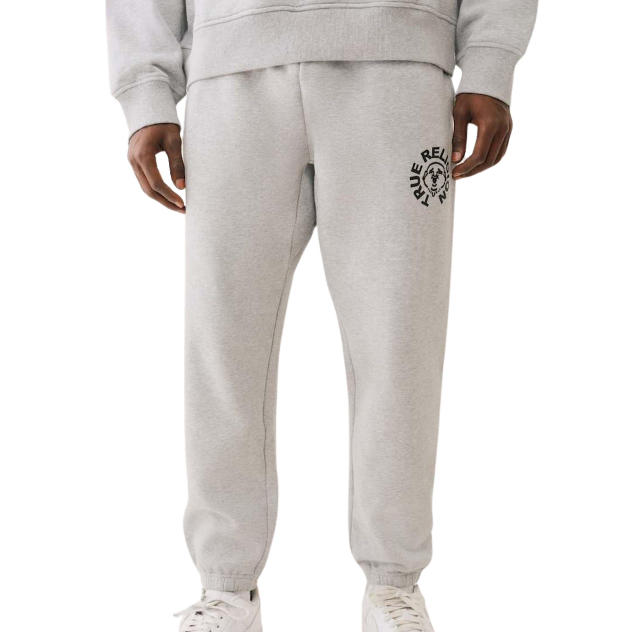 Mens True Religion Heather Grey Buddha Face Sweat Pants