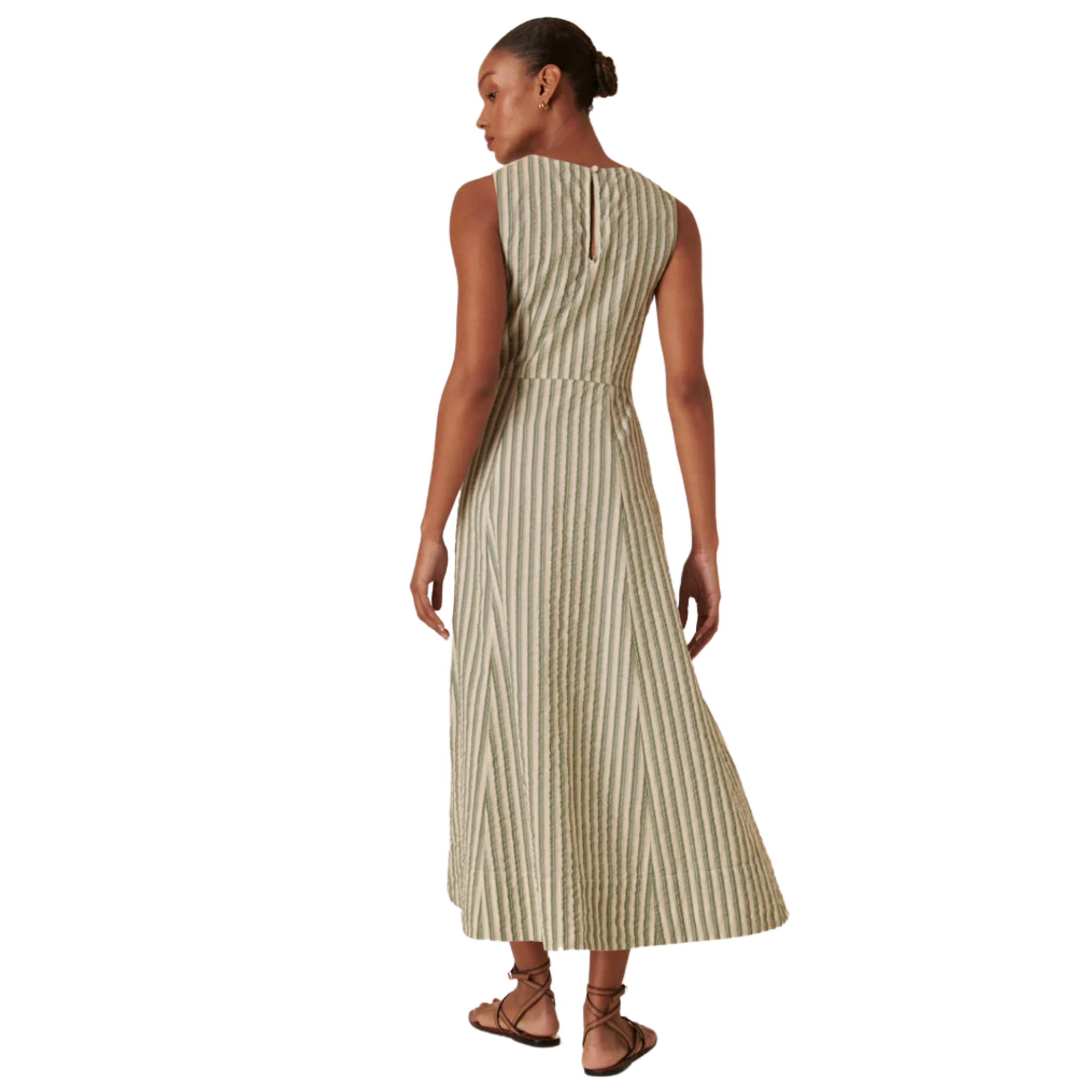 Womens Nobody's Child Green Stripe Cedar Seersucker Midi Dress