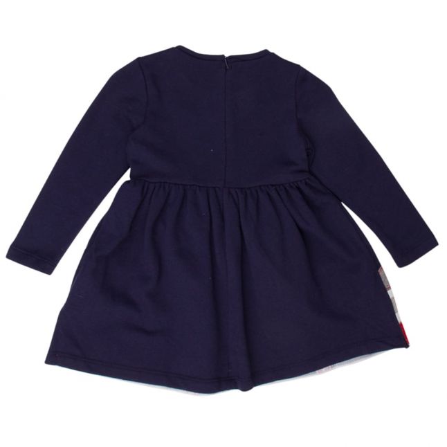 Girls Navy Embroidered Houses Dress