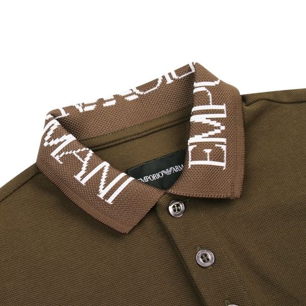 Boys Khaki Logo Collar S/s Polo Shirt