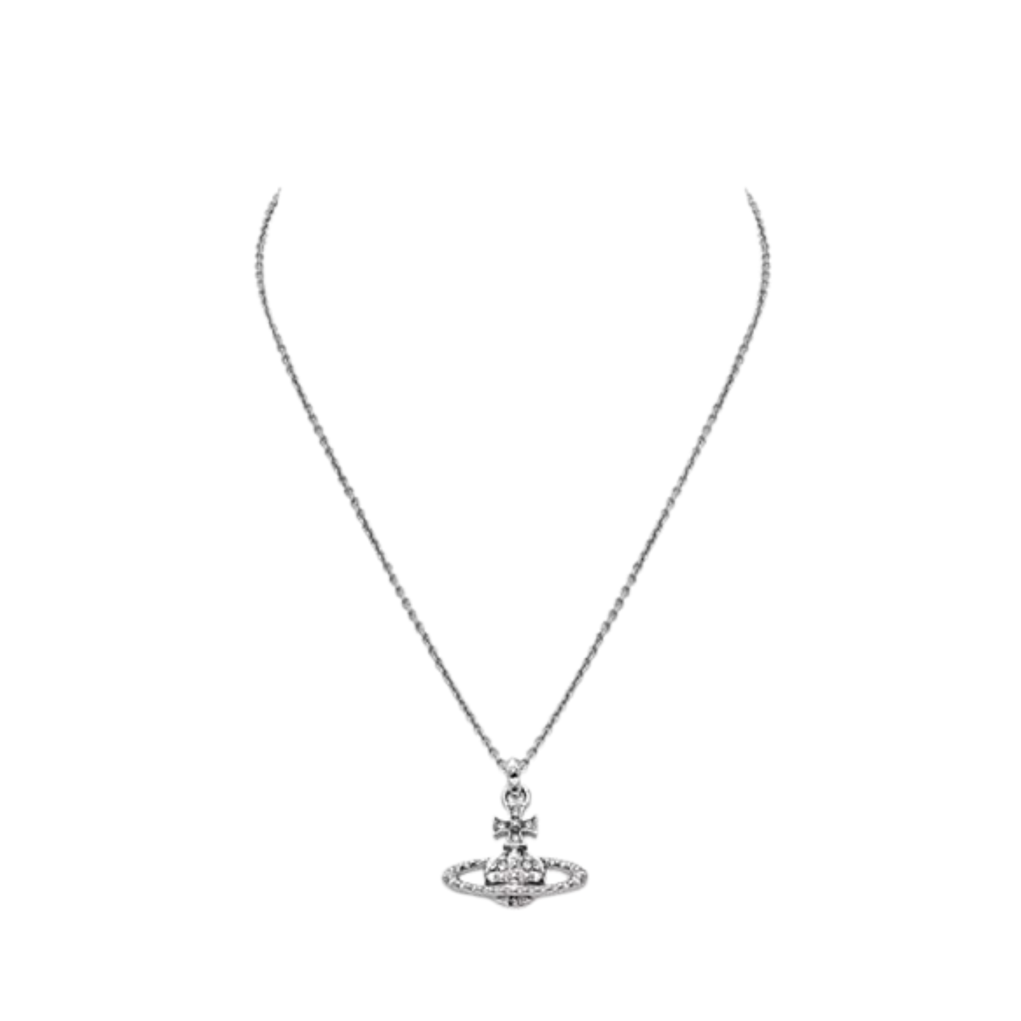 Vivienne Westwood Rhodium/Crystal Mayfair Bas Relief Pendant Necklace