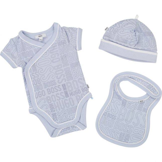 Baby Pale Blue Newborn Bodysuit Bib & Hat