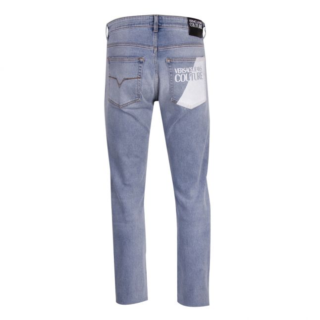 Mens Light Blue Branded Pocket Slim Fit Jeans