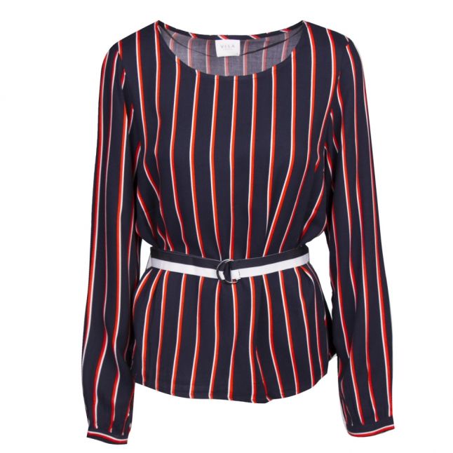 Womens Navy Visezu Track Stripe Blouse